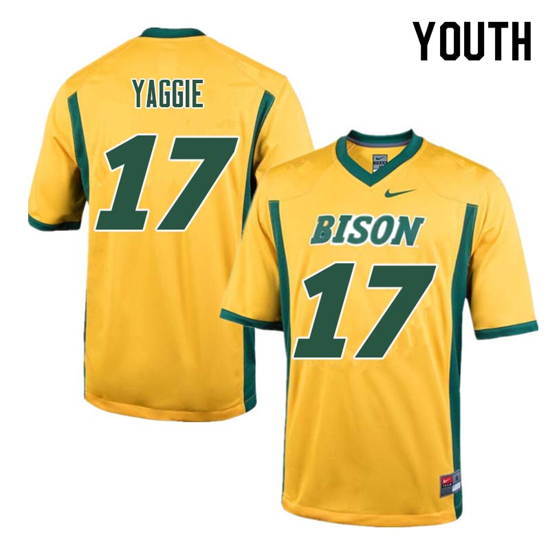Youth #17 Carson Yaggie North Dakota State Bison College Football Jerseys Sale-Yellow - Click Image to Close